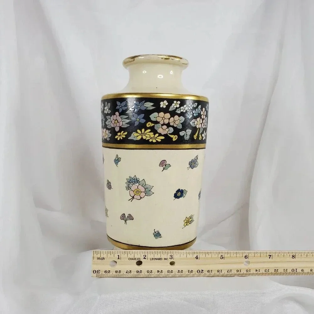 Antique J.H. Stouffer Hand Painted Floral  Vase Art Nouveau 8.5